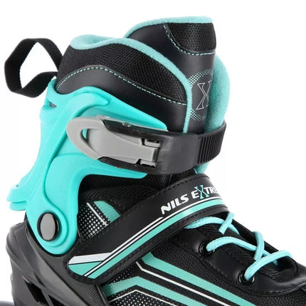 NILS EXTREME NH18190 2IN1 ROLLER SKATES BLACK-BLUE SIZE M (34-38) WITH REPLACEABLE HOCKEY BLADE