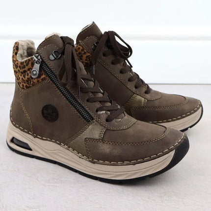 Women's brown leopard print ankle boots Rieker 44565-25