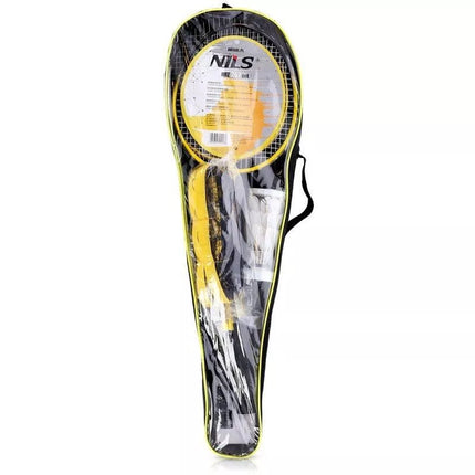 NILS NRZ262 ALUMINUM badminton set 2 rackets, 3 feather shuttlecocks, net 600x60cm, cover