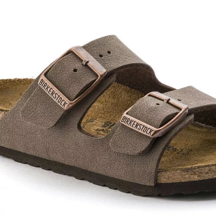 Birkenstock Arizona Kids Birko-Flor Nubuk Mocha siauri šlepetės vaikams (0552893)
