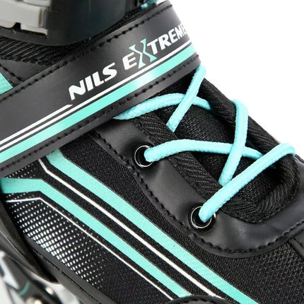 NILS EXTREME NH18190 2IN1 ROLLER SKATES BLACK-BLUE SIZE M (34-38) WITH REPLACEABLE HOCKEY BLADE
