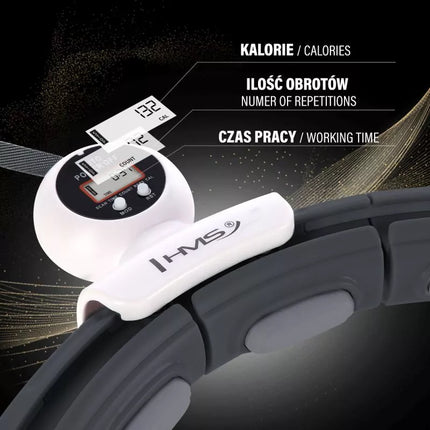 HHM15 HULA HOP BLACK WITH MAGNET AND WEIGHT + HMS COUNTER