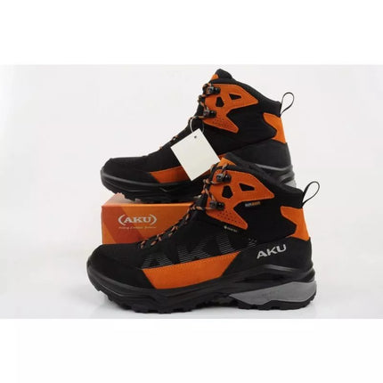 Aku Adapta vyriški trekingo sportiniai batai Gore-Tex odiniai juodi oranžiniai