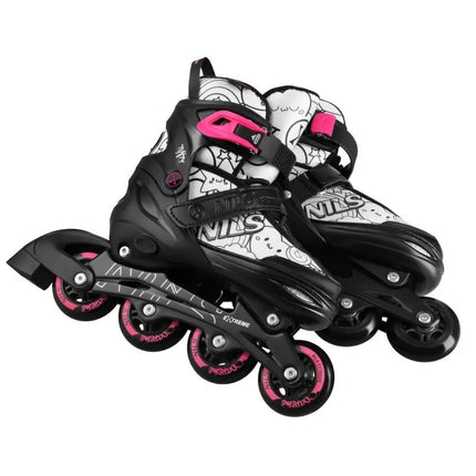 NH10907 4in1 ROLLER SKATES WITH EXTENDED HOCKEY BLADES TINTS PINK SIZE L (39-42) NILS EXTREME