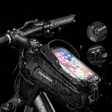 Rockbros B68 Bike Pannier for Frame, Armored, with Phone Pocket and Cover, 1.7L - Black