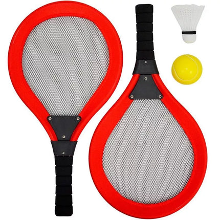 2 RAKEČIŲ, PLUNKSNINUKO IR KAMUOLIO KOMPLEKTAS TENISO IR BADMINTONO ŽAIDIMAMS ENERO TOYS