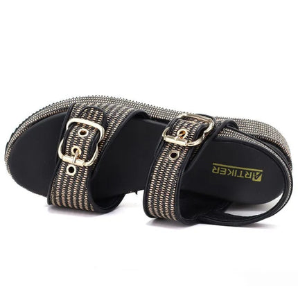 Women's black and gold platform sandals Artiker 58C1741