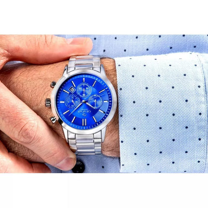 Vyriškas laikrodis Giewont Chronograph Safyro Sidabrinis Mėlynas GW8510-B3