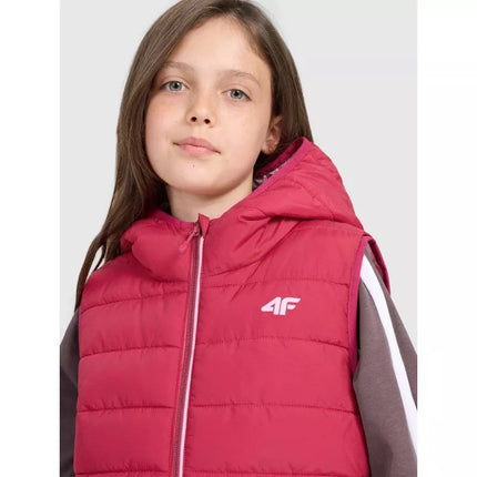 Girls' down vest with synthetic filling 4F 4FJRAW25TVJAF322-54S