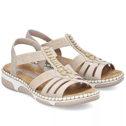 Women's beige wedge sandals Rieker 66201-62