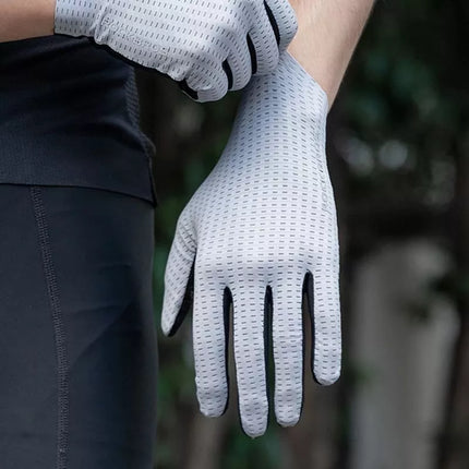 Rockbros Breathable Full Finger Cycling Gloves, Size: M - Gray