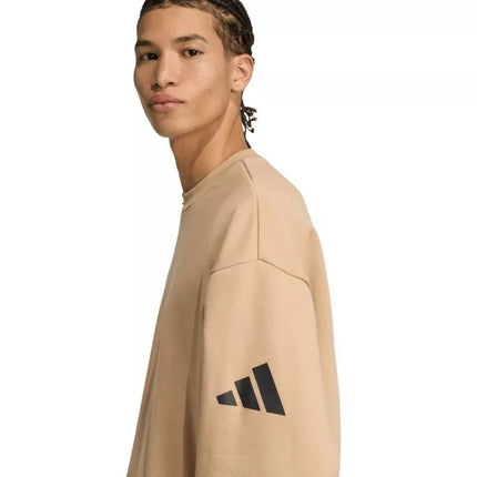 Men's adidas Essentials Loose Fit 3 Bar Logo Beige Sweatshirt JX5668