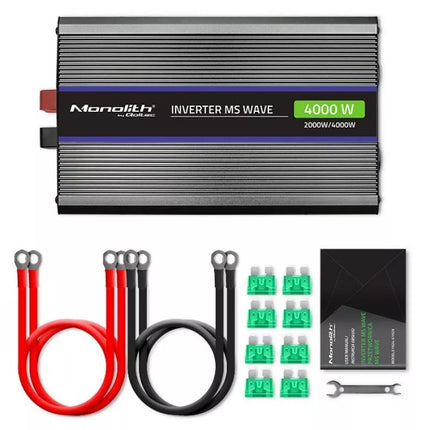 Qoltec Monolith 4000 MS Wave 51928 Voltage Converter, 12V to 230V, 2000/4000W, USB