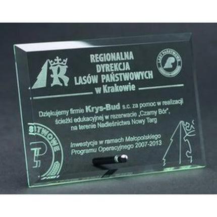 Engraved glass trophy