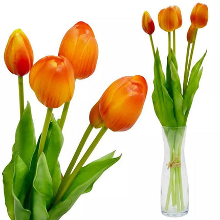 BOUQUET OF 5 ORANGE TULIPS 39 CM LIFE-LIKE SPRING DECORATION