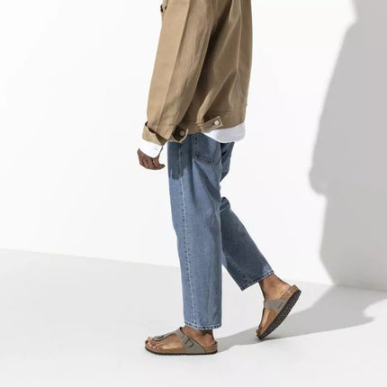 Birkenstock Gizeh Birko-Flor Nubuck Stone, Moteriški Šlepetės, Pilkšvai-Smėlinės, Reguliarus Plotis (43391)