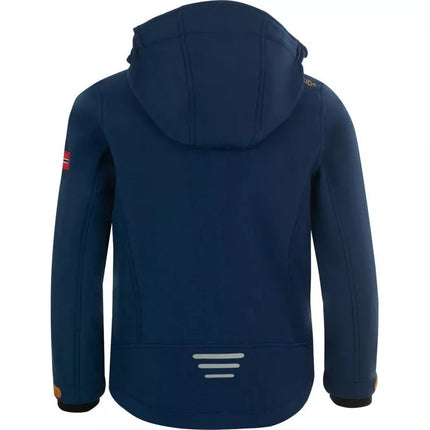 TrollKids Kids Trollfjord Jacket mystic blue/golden yellow softshell navy blue (161-146)