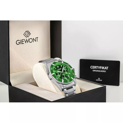 Men's Watch Giewont Chronograph Sapphire Silver Green GW3970-B8