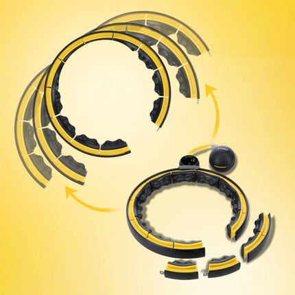 HHM21 HULA HOP BLACK/YELLOW WITH MAGNETS, TPE PROTECTION AND WEIGHT + HMS COUNTER