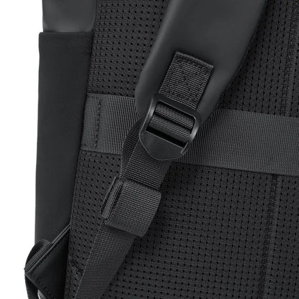 Rivacase Eden Backpack Roll-Up Backpack Black Polyester, Waxed Leather (Pull Up)
