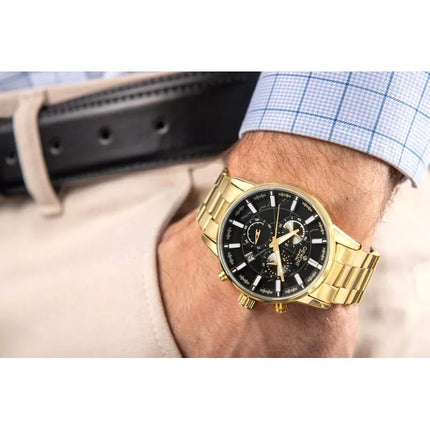 Men's Watch Giewont Chronograph Sapphire Gold Black GW4580-B4