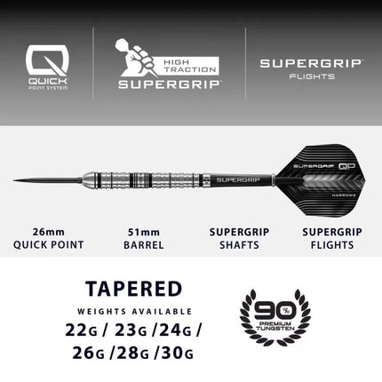 Harrows SUPERGRIP QP TAPERED 90% steeltip darts