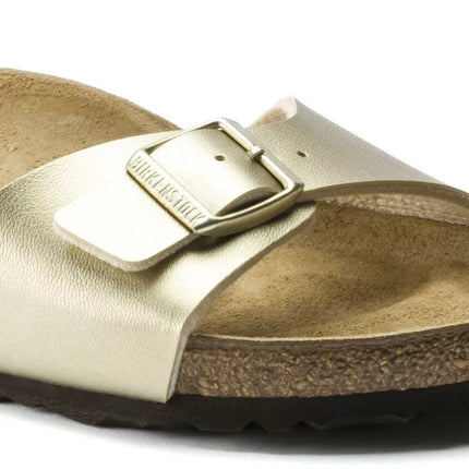 Birkenstock Madrid Birko-Flor Gold women's regular wide gold flip-flops (1016106)