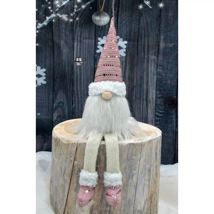 Blizgantis Kalėdų senelio dekoratyvinis nykštukas 38+20CM, rožinis