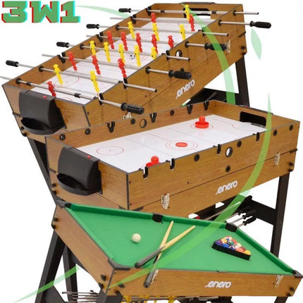 3-in-1 WOODEN TABLE FOR FOOTBALL, BILLIARDS, AIR HOOKUP 121x61x81CM