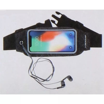 DUNLOP BLACK SPORTS WATERPROOF WAIST BAG FOR RUNNING WITH PHONE WINDOW