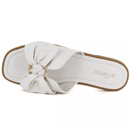 Women's flat slippers with bow white eVento 5479