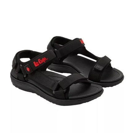 Lee Cooper moteriški sandalai su lipukais, lengvi juodi, vasaros paplūdimiui