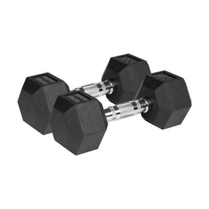HEX 2x9 kg rubber-coated cast iron dumbbells REBEL ACTIVE