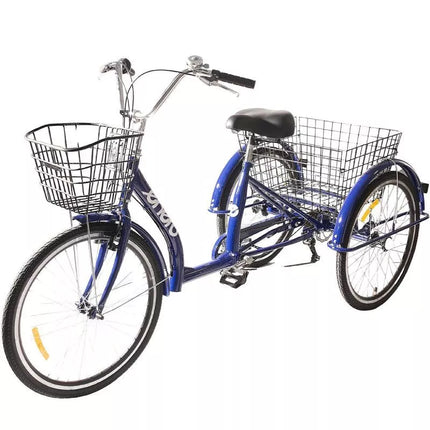 3 RATŲ DVIRATIS 24" TAMSIAI MĖLYNAS SHIMANO -7 PAVARŲ ŽEMAS RĖMAS 1060965