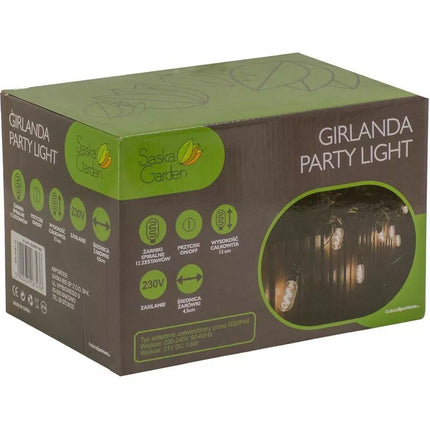 Lauko vakarėlio girlianda, 12 spiralinių LED lempučių, 6,3 m, 230 V
