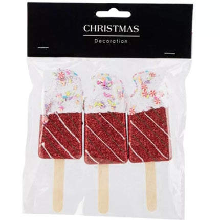 ICE CREAM HANGING DECORATION BALL 3 PCS RED
