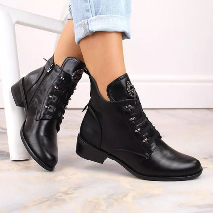 Jezzi W JEZ412A insulated flat ankle boots, black