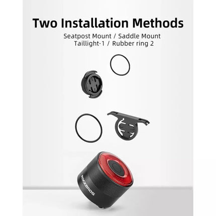 Rockbros Q3 Rear Bike Light with Smart Stop System - Black
