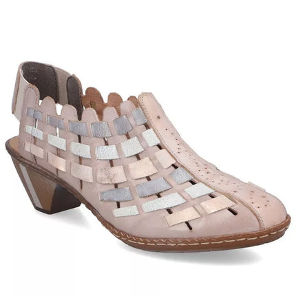 Women's leather high-heeled shoes, comfortable and flexible, cream Rieker 46778-64