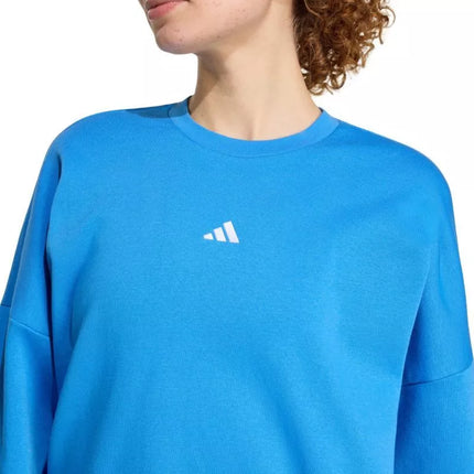 adidas Essentials Feelcozy moteriškas džemperis su mažu logotipu, mėlynas KC5280