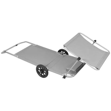 FOLDABLE BEACH CHAIR WITH CANOPY ON WHEELS 116x62x62-90CM GRAY