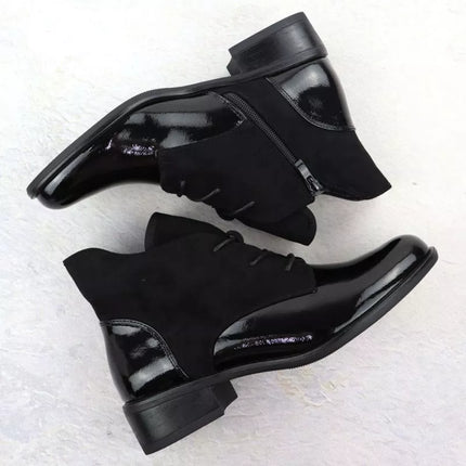 Women's insulated patent leather ankle boots, black, Jezzi ASA198-15