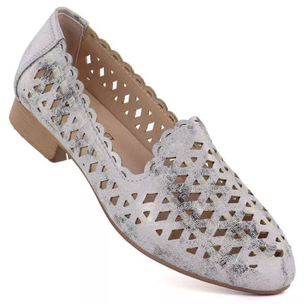Women's openwork gray and silver shoes Jezzi ASA222