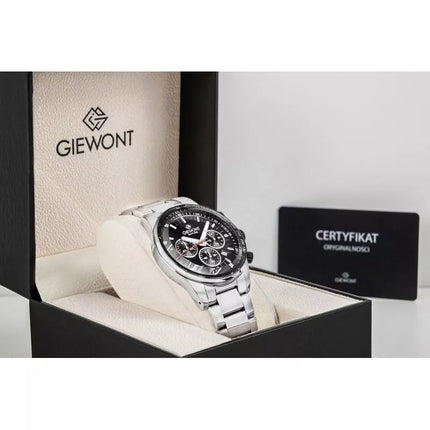 Men's Watch Giewont Chronograph Sapphire Silver Black GW9140-B1