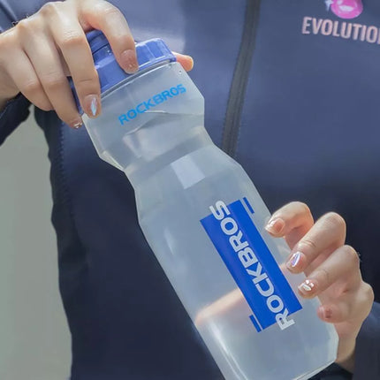 Rockbros 750 ml Bicycle Bottle - Transparent with Blue Mouthpiece
