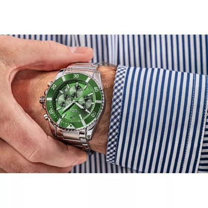 Men's Watch Giewont Chronograph Sapphire Silver Green GW3970-B8
