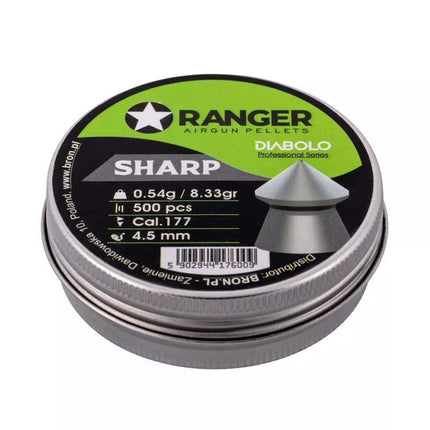 4,5 mm RANGER Diabolo Profesionalūs Šratai Aštriu Antgaliu 500 vnt. 0,54 g