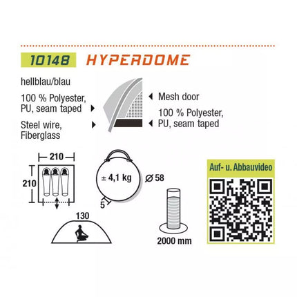HIGH PEAK HYPERDOME palapinė 3 žmonėms mėlyna /10148
