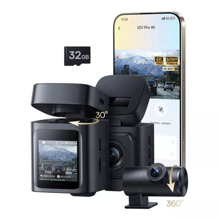 Baseus PrimeTrip VD1 Pro automobilinis vaizdo registratorius 4K+1080p su baterija - juodas