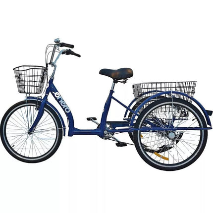3 RATŲ DVIRATIS 24" TAMSIAI MĖLYNAS SHIMANO -7 PAVARŲ ŽEMAS RĖMAS 1060965